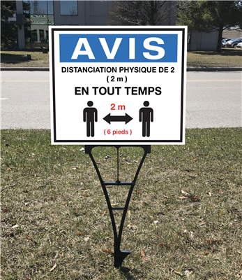 Affiche Avis bleu «Distance de 2 mètres»